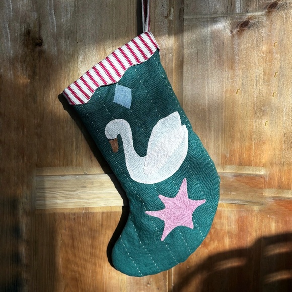 Quilted Christmas Stocking with Swan Detail. New - Picture 2 of 5